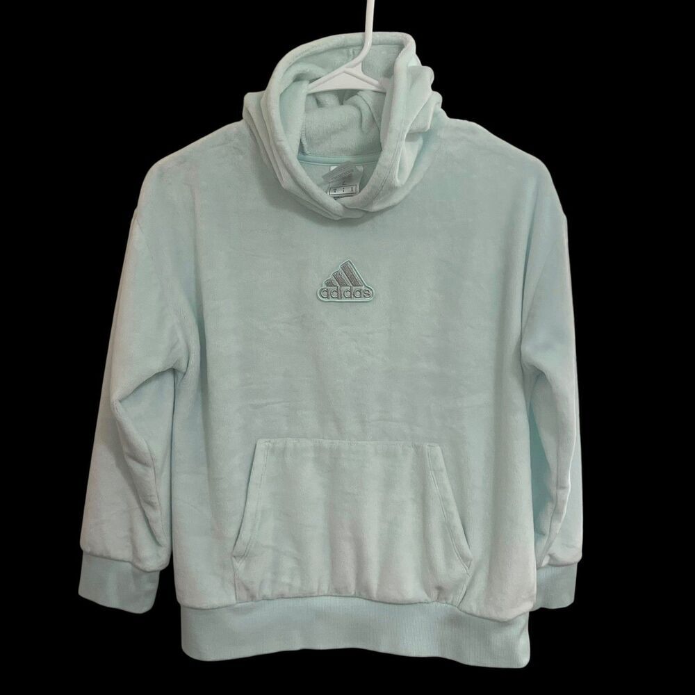 Adidas Pullover Hoodie‎ Sweatshirt Kids - Girls Large L (14) Light Green Fleece